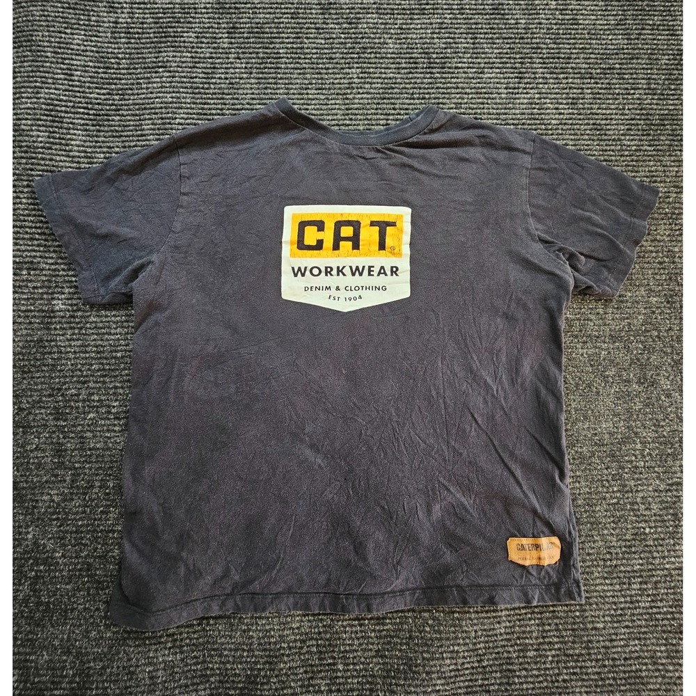 CAT Caterpillar T Shirt Mens Medium Black Workwear Denim & Clothing Graphic Tee